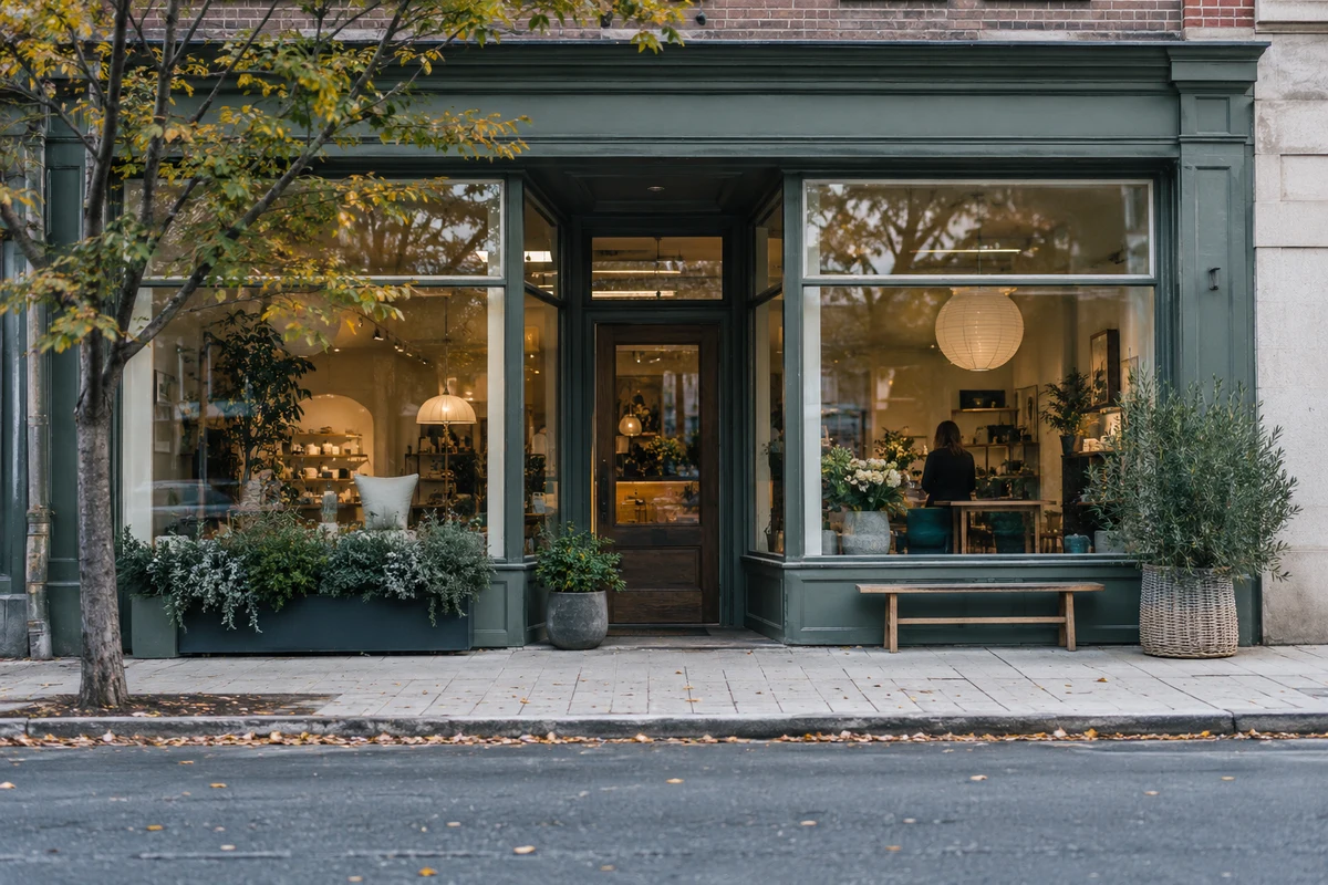 A small shopfront with lit display windows, Jordan, reputation and reviews.